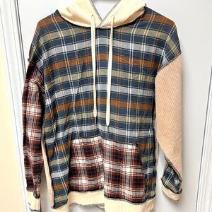 Forever 21 Multicolor Plaid Hoodie Women Small SP Like New Warm